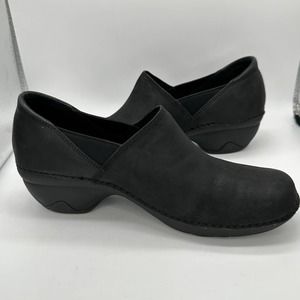 Merrell Emma Womens Size 10 Black Leather Slip On Clog Performance Comfort Shoes